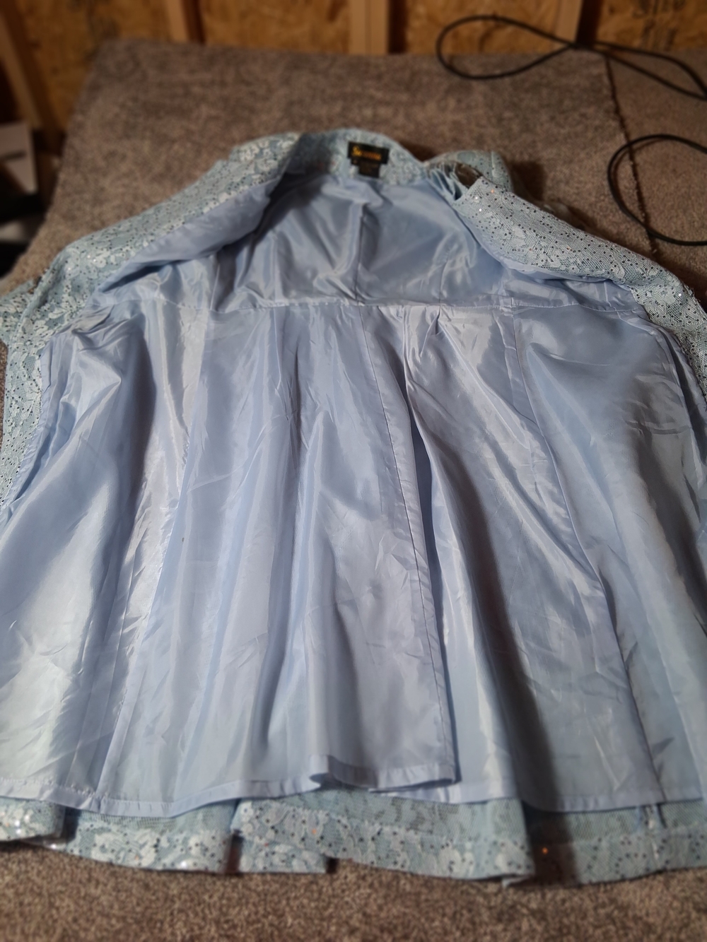 VNTGE Susanna Sequin Lace Formal Jacket Blue Cottage Core Maxi Church Dress S 14 - Picture 4 of 8